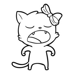 cartoon yawning cat