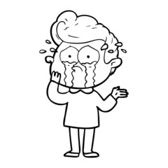Obraz premium cartoon worried crying man