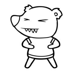 angry bear cartoon in t shirt