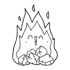 cartoon blazing coal fire