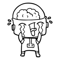 cartoon crying robot