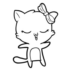 cartoon cat with bow on head