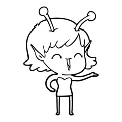 cartoon alien girl laughing