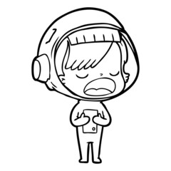 cartoon astronaut woman explaining
