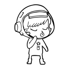 cartoon pretty astronaut girl