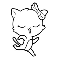 cartoon cat with bow on head
