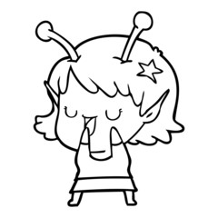 happy alien girl cartoon