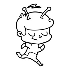 friendly cartoon spaceman running
