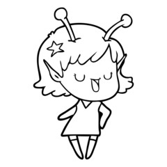 happy alien girl cartoon laughing