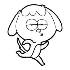 cartoon bored dog running