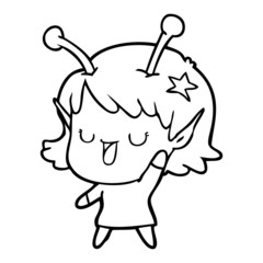 happy alien girl cartoon