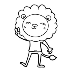 cartoon lion giving peac sign