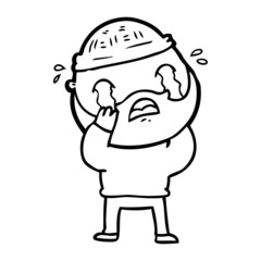 cartoon bearded man crying