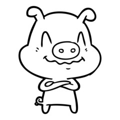 nervous cartoon pig
