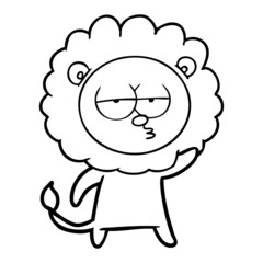 cartoon bored lion waving
