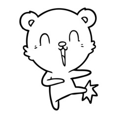 happy cartoon polar bear kicking
