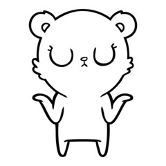 peaceful cartoon bear shrugging