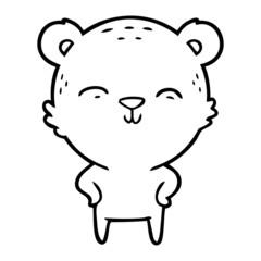 happy cartoon bear with hands on hips