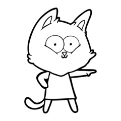 cartoon cat girl pointing