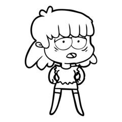 cartoon tired woman