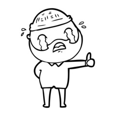 cartoon bearded man crying
