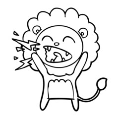 Obraz premium cartoon roaring lion