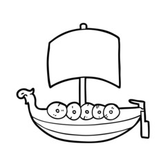 cartoon viking boat