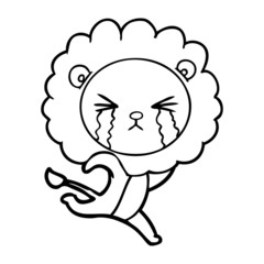 cartoon crying lion running away