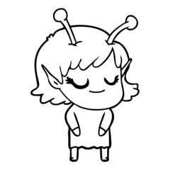 smiling alien girl cartoon