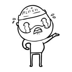 cartoon bearded man crying
