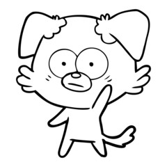 nervous dog cartoon waving