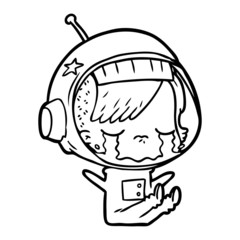 cartoon crying astronaut girl