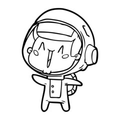 happy cartoon astronaut