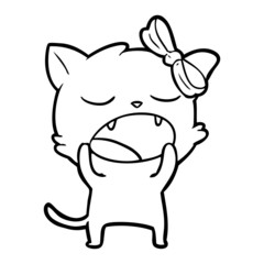 cartoon yawning cat