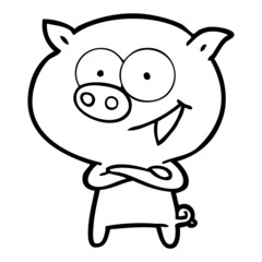 cheerful pig cartoon