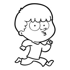 cartoon curious boy running