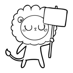 cartoon lion with protest sign