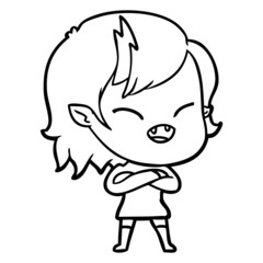 cartoon laughing vampire girl with crossed arms