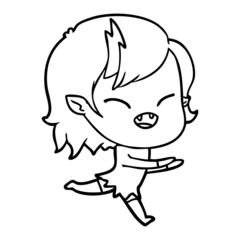 cartoon laughing vampire girl running