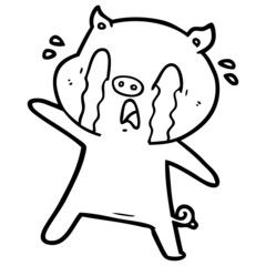 crying pig cartoon