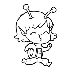 cartoon alien girl laughing