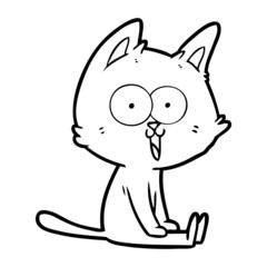 funny cartoon cat sitting