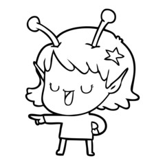 happy alien girl cartoon