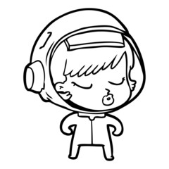 cartoon pretty astronaut girl