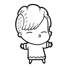 cartoon squinting girl