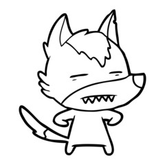 cartoon wolf showing teeth
