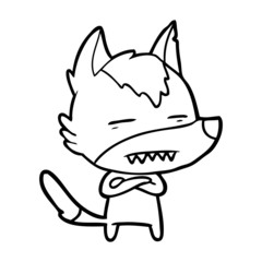 Fototapeta premium cartoon wolf showing teeth