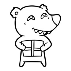 cartoon bear with present