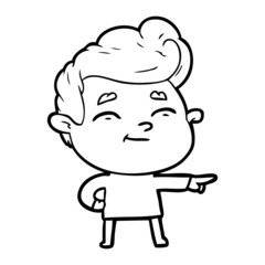 happy cartoon man pointing