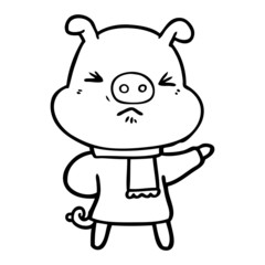cartoon angry pig